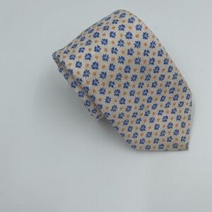 Floral Patterned Tie - Blue and Orange